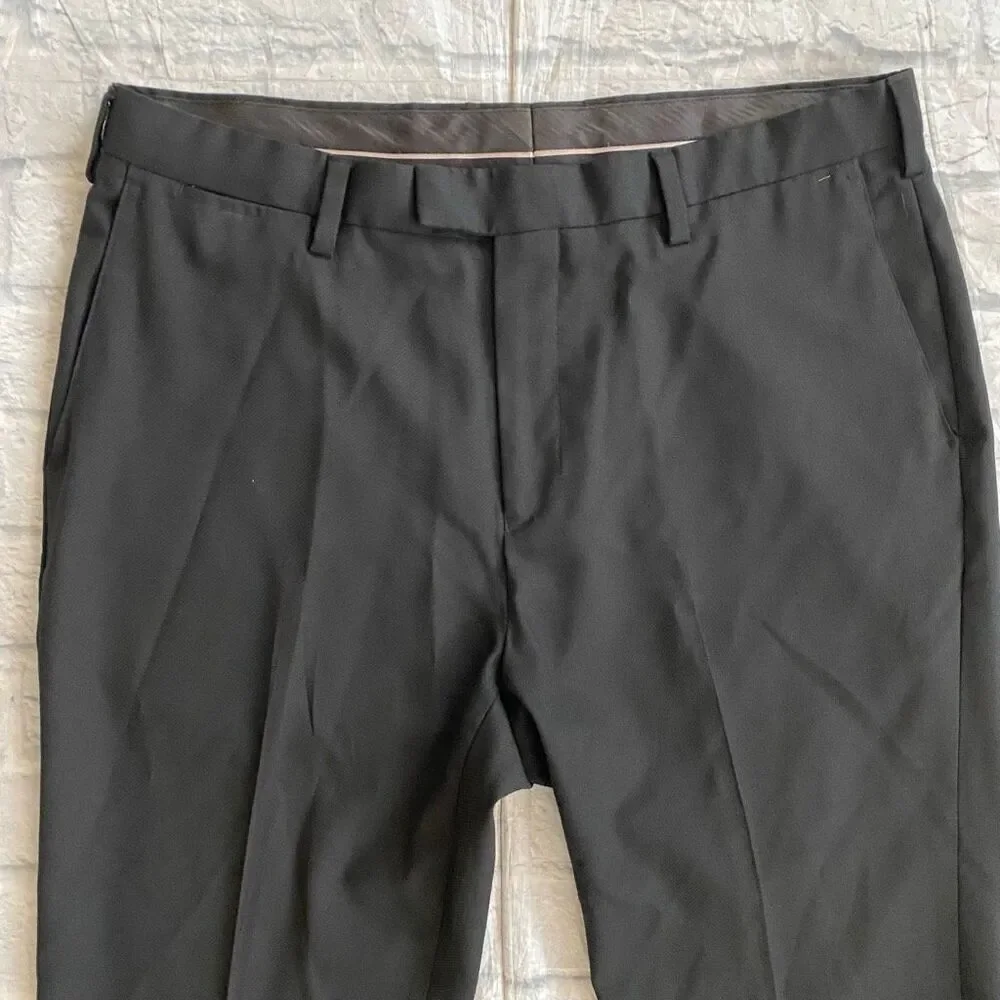 Louis Raphael tailored men 38/34 wool blend pull on dress pants black